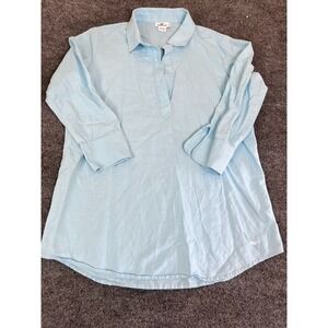 Vineyard Vines Linen Lagenlook Tunic Top 3/4 Sleeve Blue Resort Travel Womens M‎